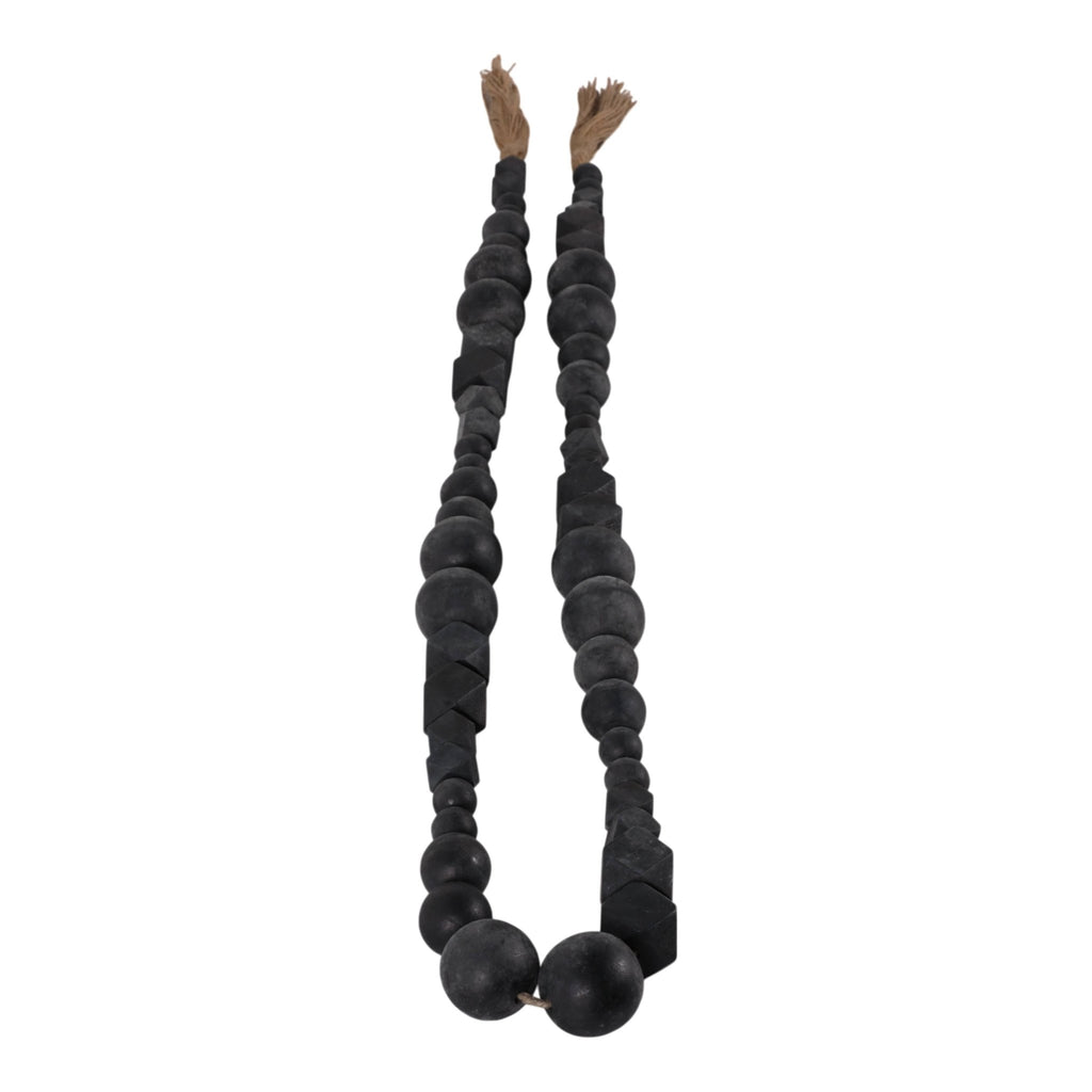 Wood and Jute Hexagon and Round Bead Garland - Black, 84 in. - Sage InteriorsSagebrook HomeBeads