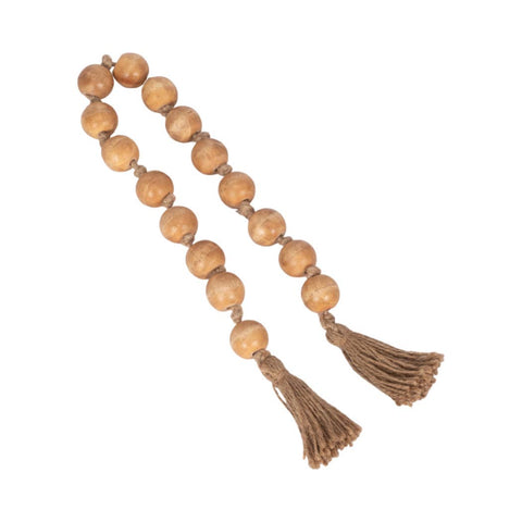 Wood Jute Bead Garland with Woven Tassels - Brown, 1.25 in. - Sage InteriorsSagebrook HomeBeads