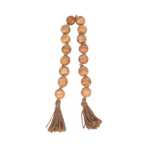 Wood Jute Bead Garland with Woven Tassels - Brown, 1.25 in. - Sage InteriorsSagebrook HomeBeads