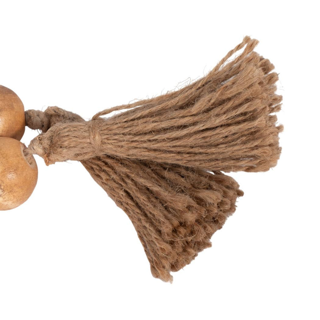 Wood Jute Bead Garland with Woven Tassels - Brown, 1.25 in. - Sage InteriorsSagebrook HomeBeads
