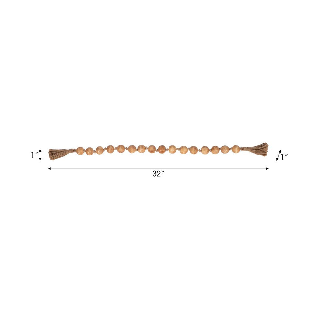Wood Jute Bead Garland with Woven Tassels - Brown, 1.25 in. - Sage InteriorsSagebrook HomeBeads