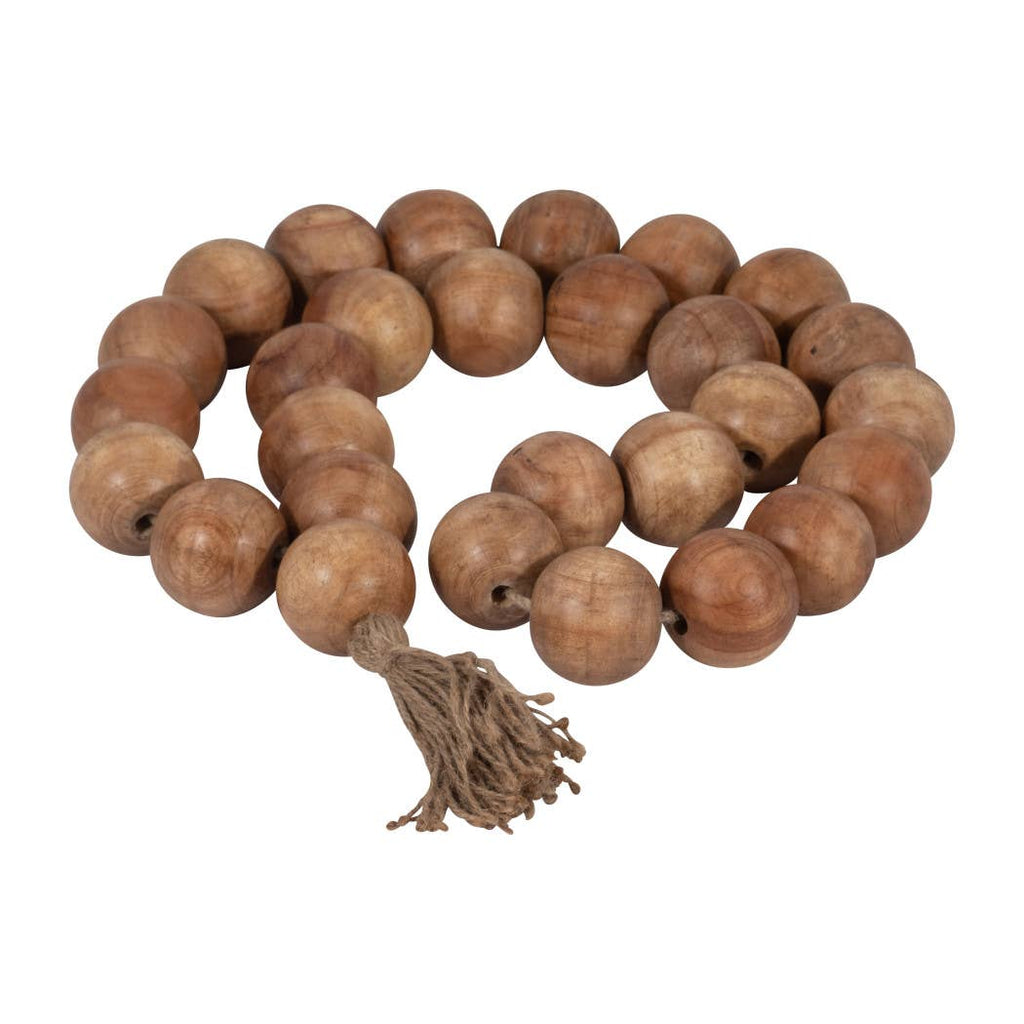 Wood Jute Double Beaded Garland with Tassel - Brown, 2 in. - Sage InteriorsSagebrook HomeBeads