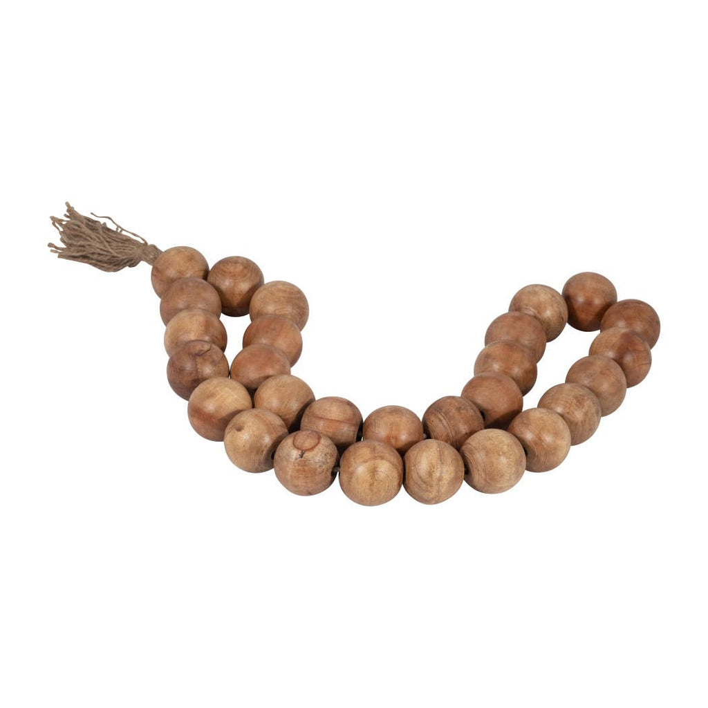 Wood Jute Double Beaded Garland with Tassel - Brown, 2 in. - Sage InteriorsSagebrook HomeBeads