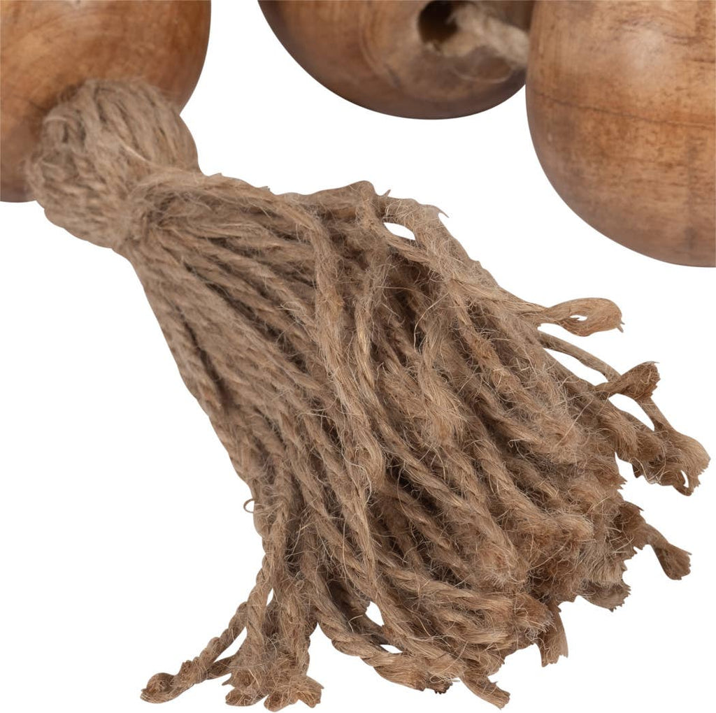 Wood Jute Double Beaded Garland with Tassel - Brown, 2 in. - Sage InteriorsSagebrook HomeBeads
