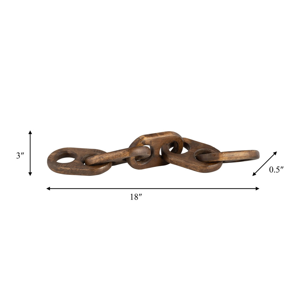 Wood Unique Abstract Linked Chain Object - Brown, 3 in. - Sage InteriorsSagebrook Homechain