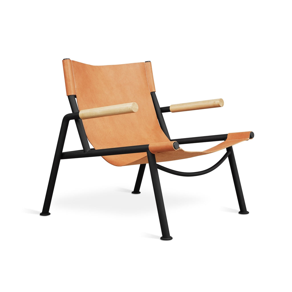 Wyatt Sling Chair – Leather Lounge Chair with Wood Arms and Metal Frame - Sage InteriorsSage InteriorsChair