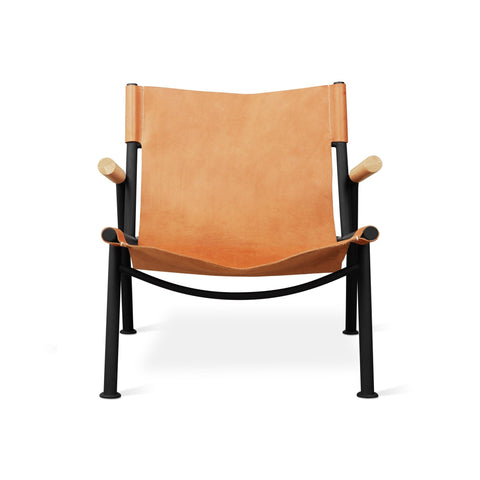 Wyatt Sling Chair – Leather Lounge Chair with Wood Arms and Metal Frame - Sage InteriorsSage InteriorsChair