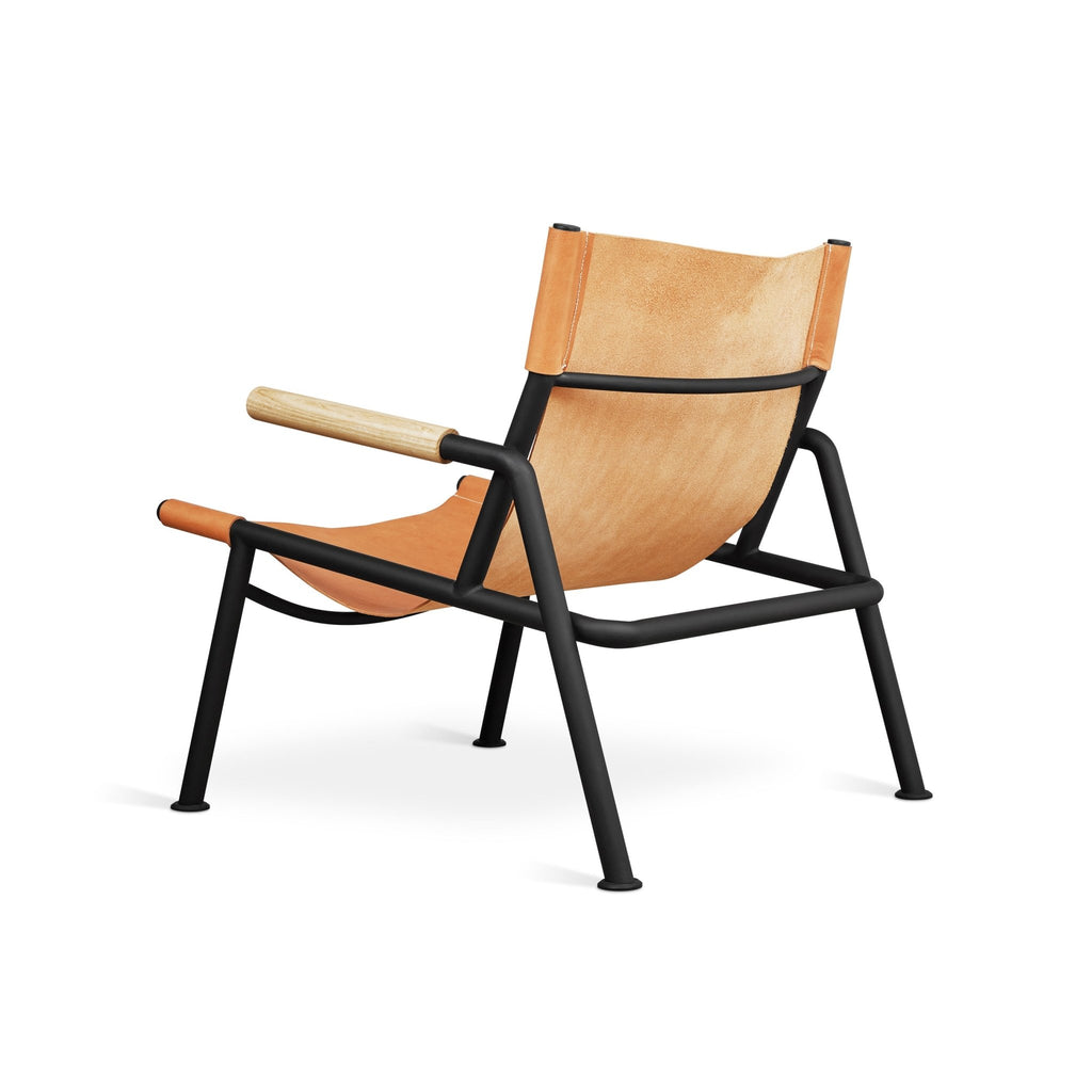 Wyatt Sling Chair – Leather Lounge Chair with Wood Arms and Metal Frame - Sage InteriorsSage InteriorsChair