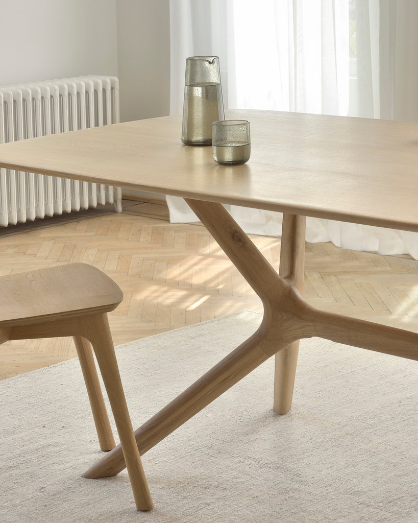 X Dining Table – Sculptural Solid Oak Centrepiece - Sage InteriorsEthnicraftDining Table