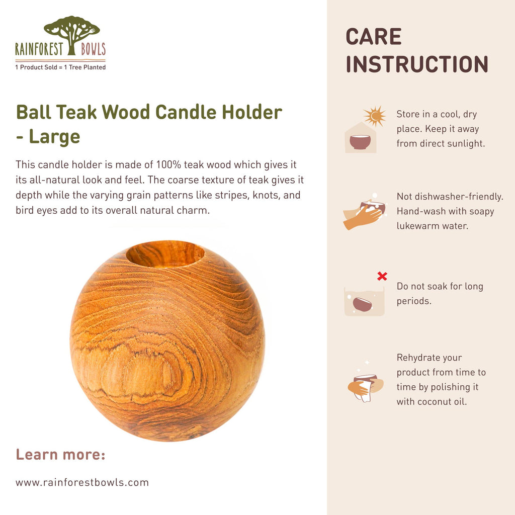 Candle Holder, Handmade Teak Wood, Large