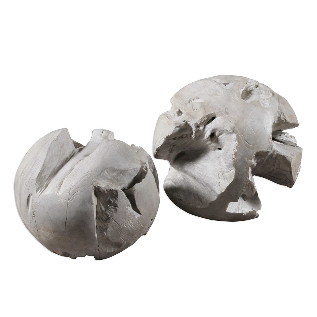 Grey Teak Balls - Set of 2