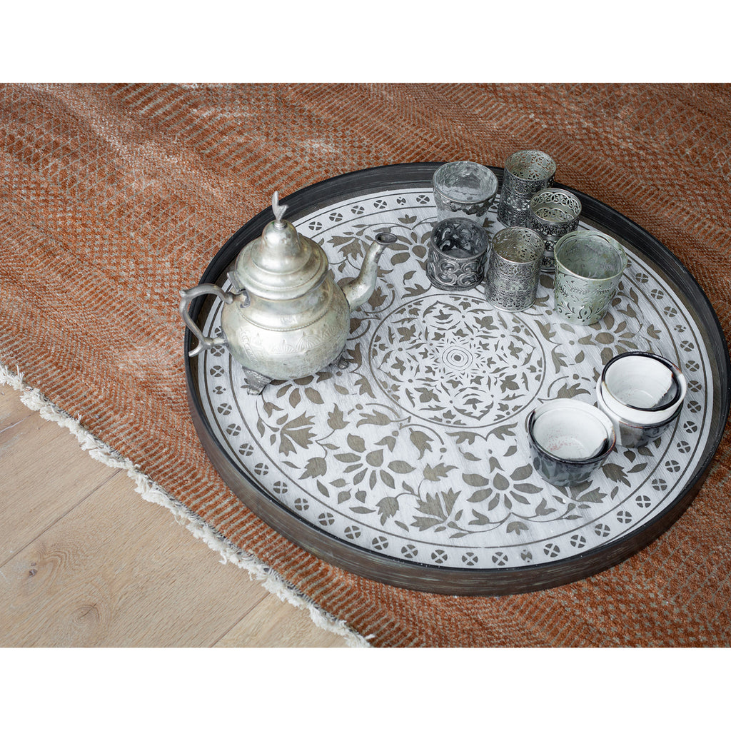 White Marrakesh wooden tray 24 x 24 x 2