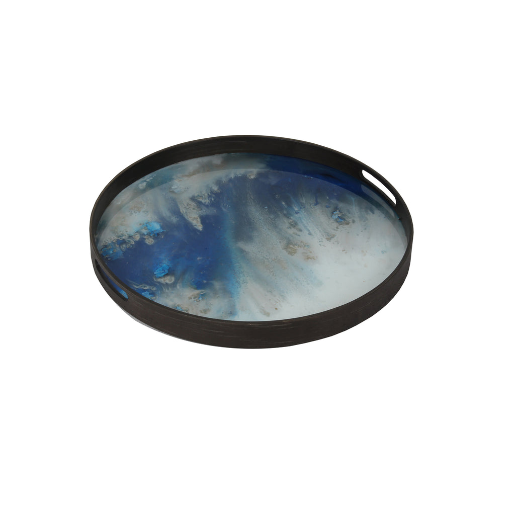 Blue Mist Organic glass tray- 19 x 19 x 2