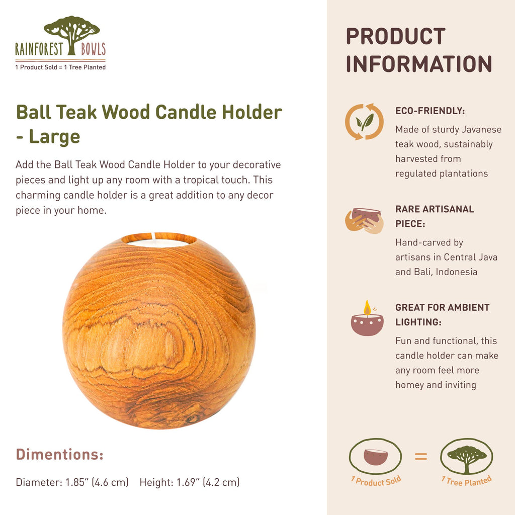 Candle Holder, Handmade Teak Wood, Large