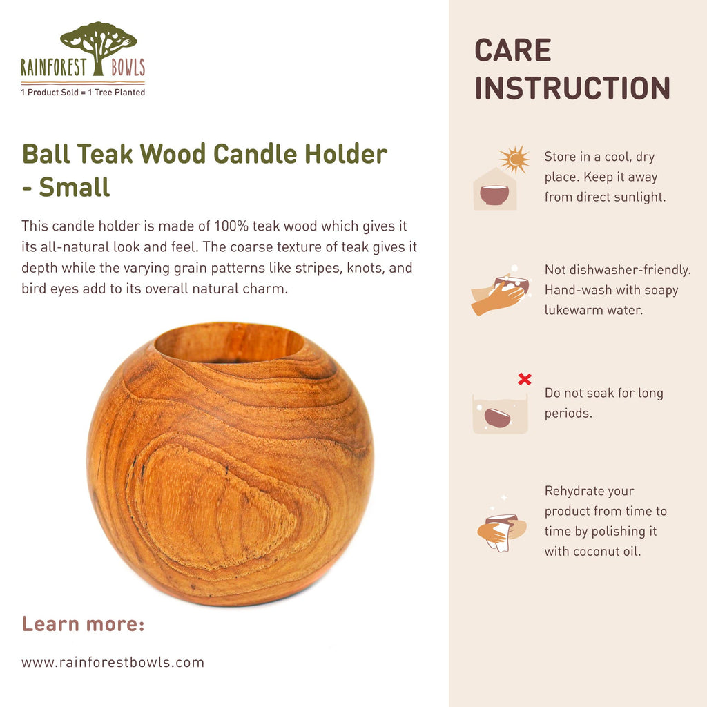 Candle Holder, Handmade Teak Wood, Small