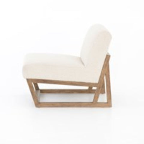 Bouclé and Natural Armless Chair