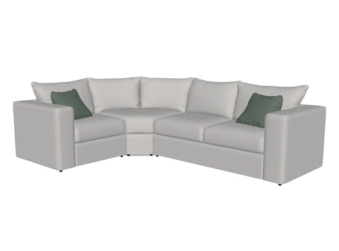 Milford Sectional Sofa - LAF Section, Curved Corner, RAF Loveseat - Body Cover Everett 7-499703 - Pillows Linden 8-132144
