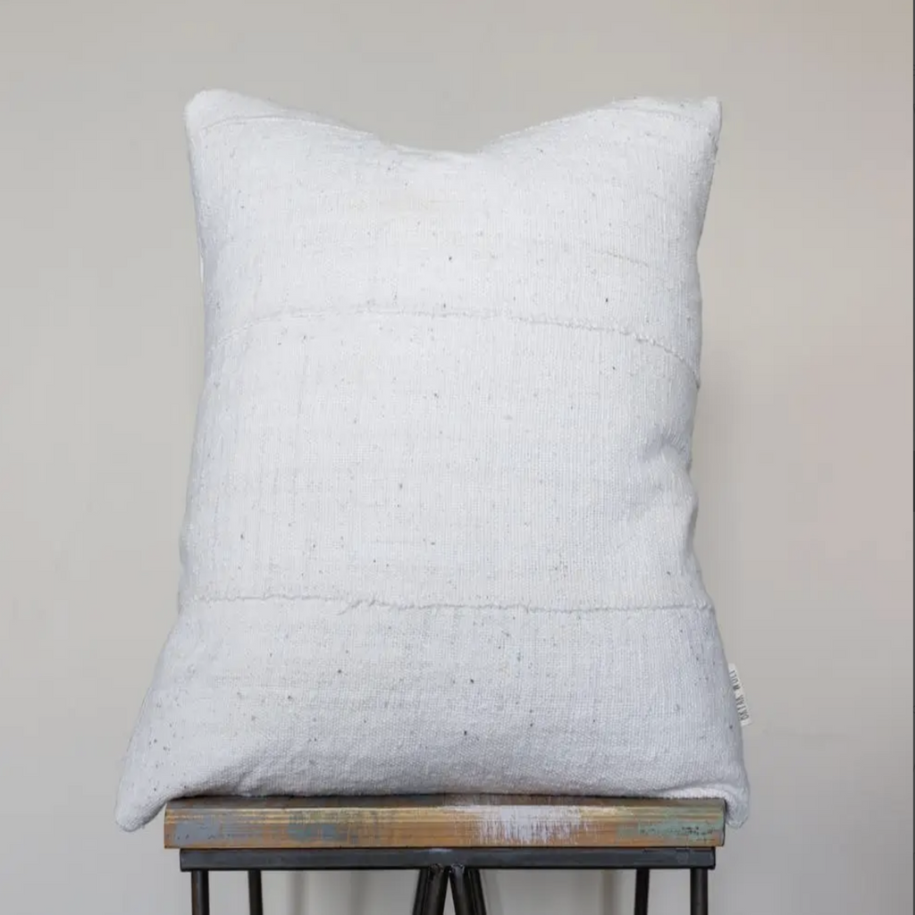 MIA White Handmade African Mudcloth Pillow