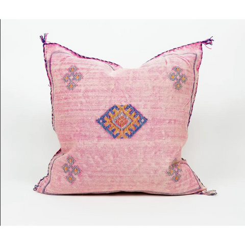 Sous Pink Handmade Moroccan Cactus Silk Pillow