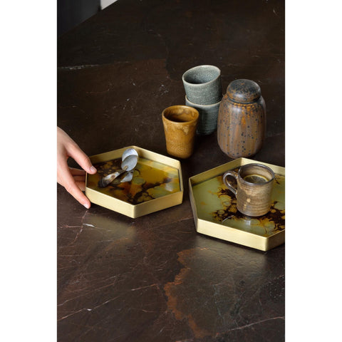 Yellow Lichen Organic Glass Valet Tray