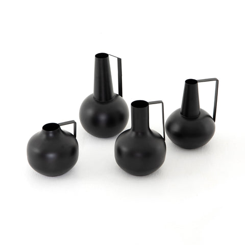 Matte Black Iron Accent Vases