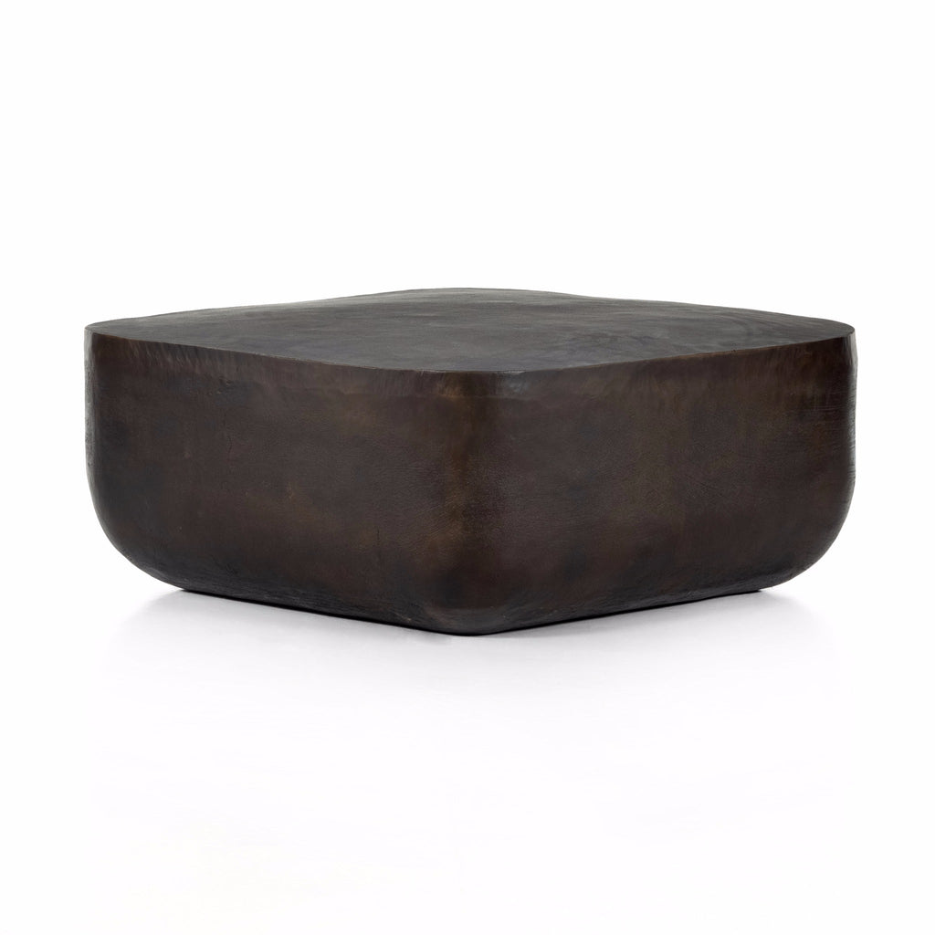 Smoked Aluminum  Antique Rust Square Coffee Table Delivered to You Sooner