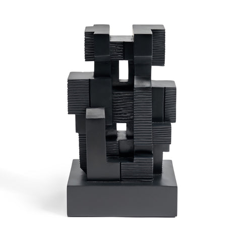Block Organic Sculpture in Black