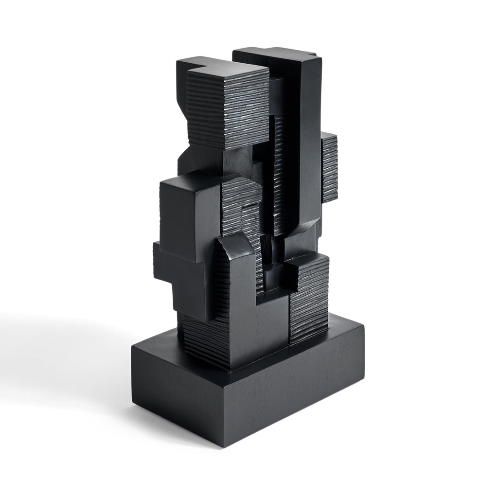 Block Organic Sculpture in Black