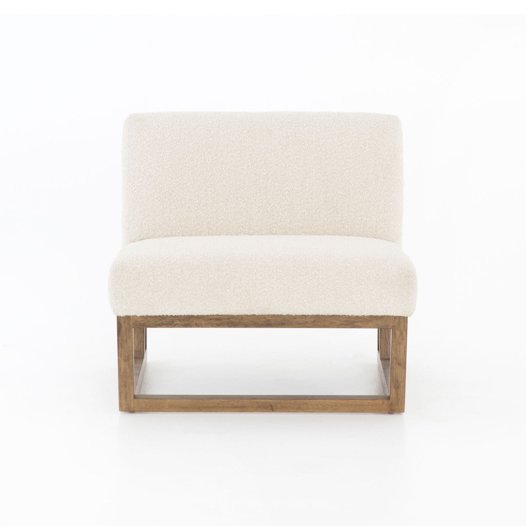 Bouclé and Natural Armless Chair