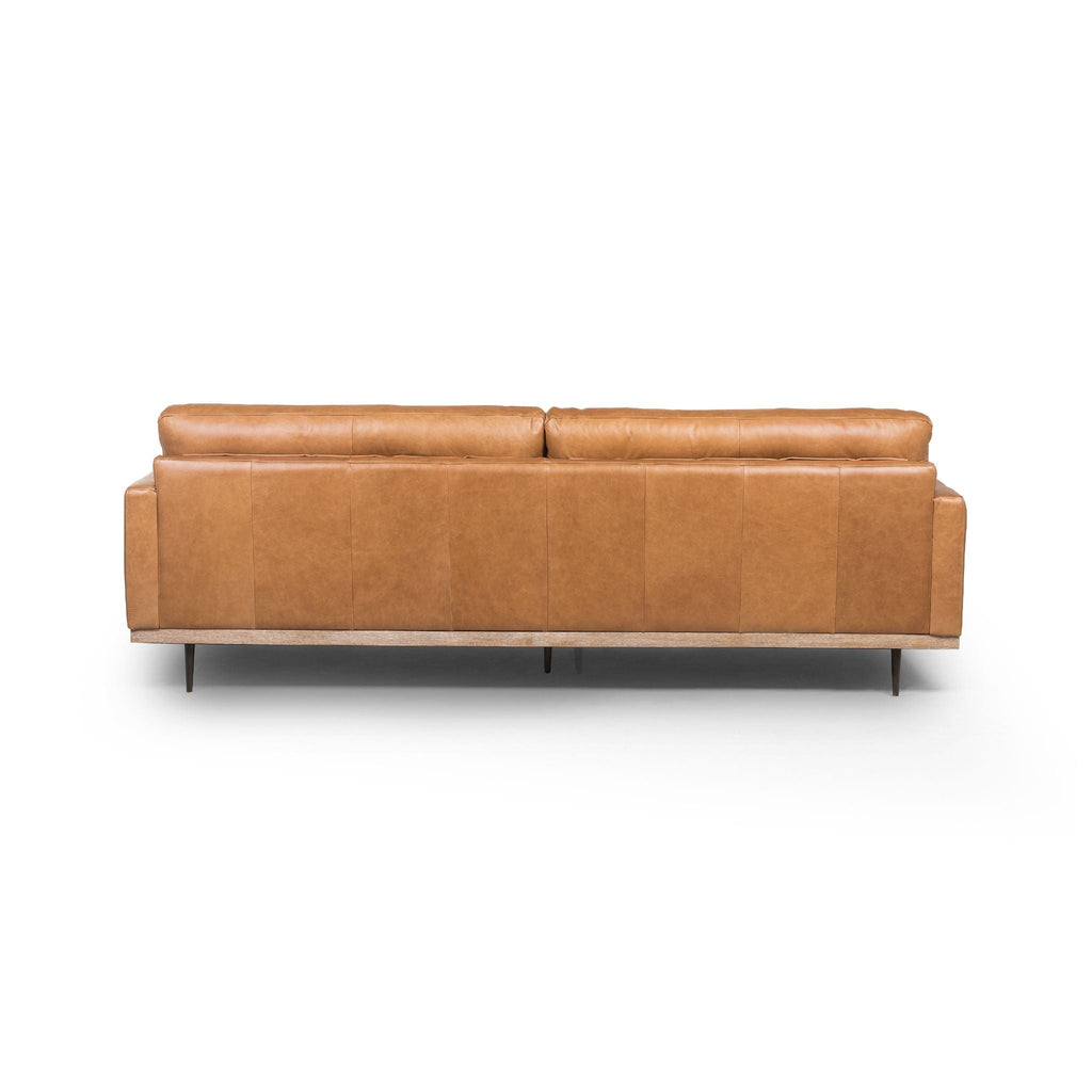 Button Perfection Sofa, Butterscotch Leather 89"