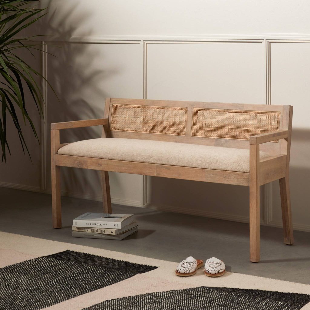 Caned Mango Accent Bench