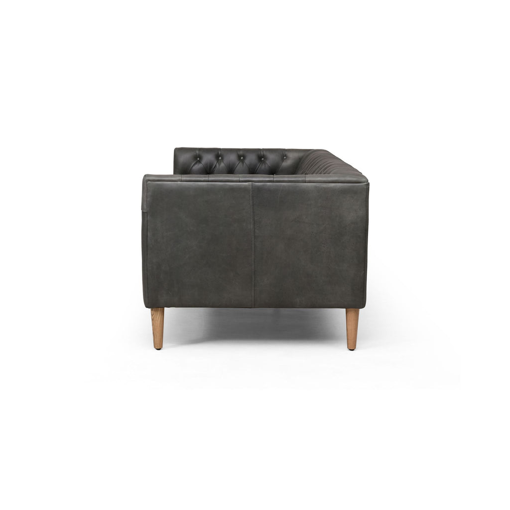 Carnegie Leather Sofa 75", Natural Washed Ebony