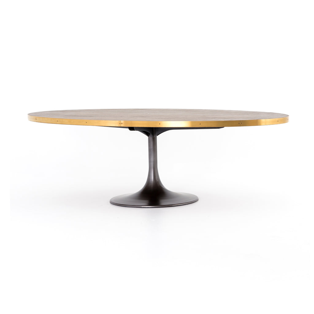 Hughes Brass Rimmed Oval Dining Table