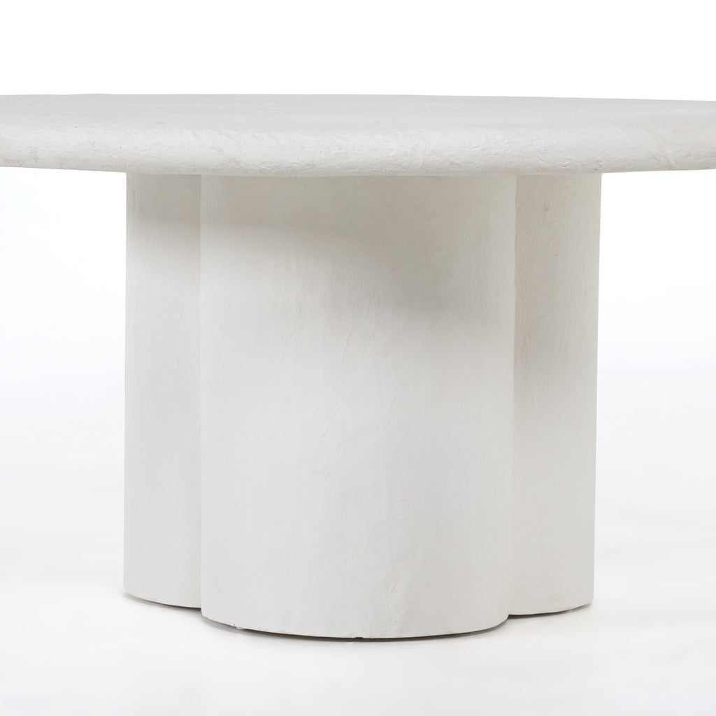 Clover Concrete Dining Table, White-Finished