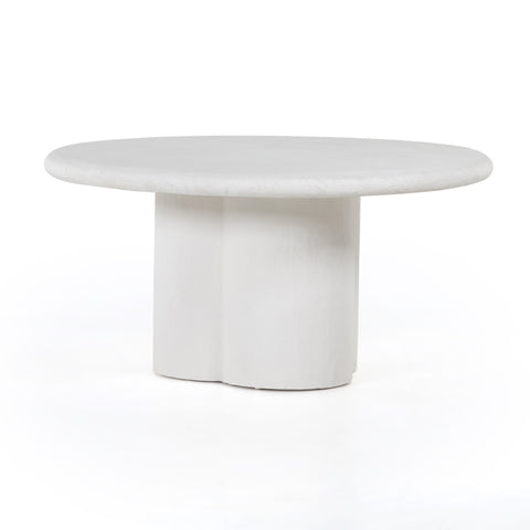 Clover Concrete Dining Table, White-Finished