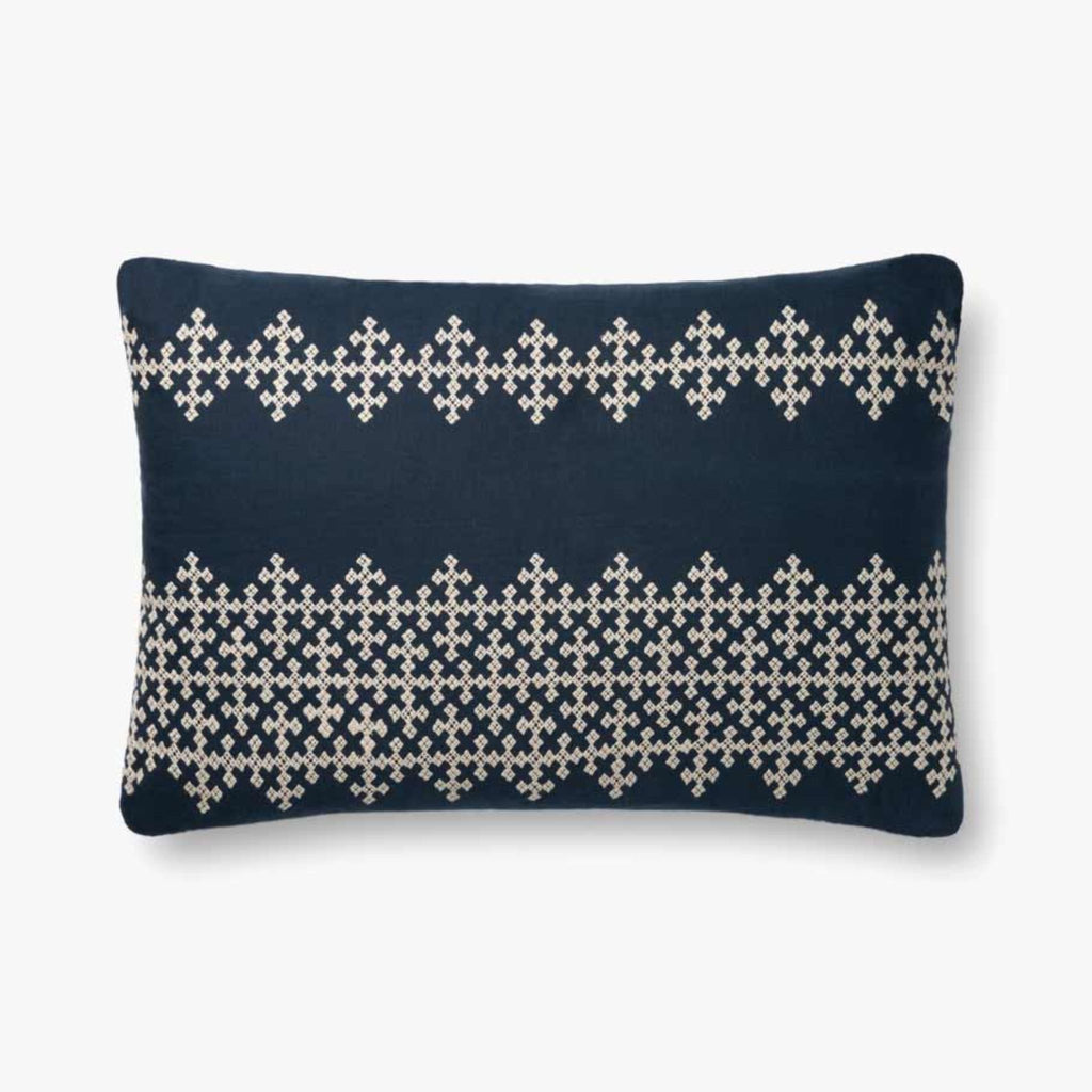 Navy / Ivory Throw Pillow 16 x 26