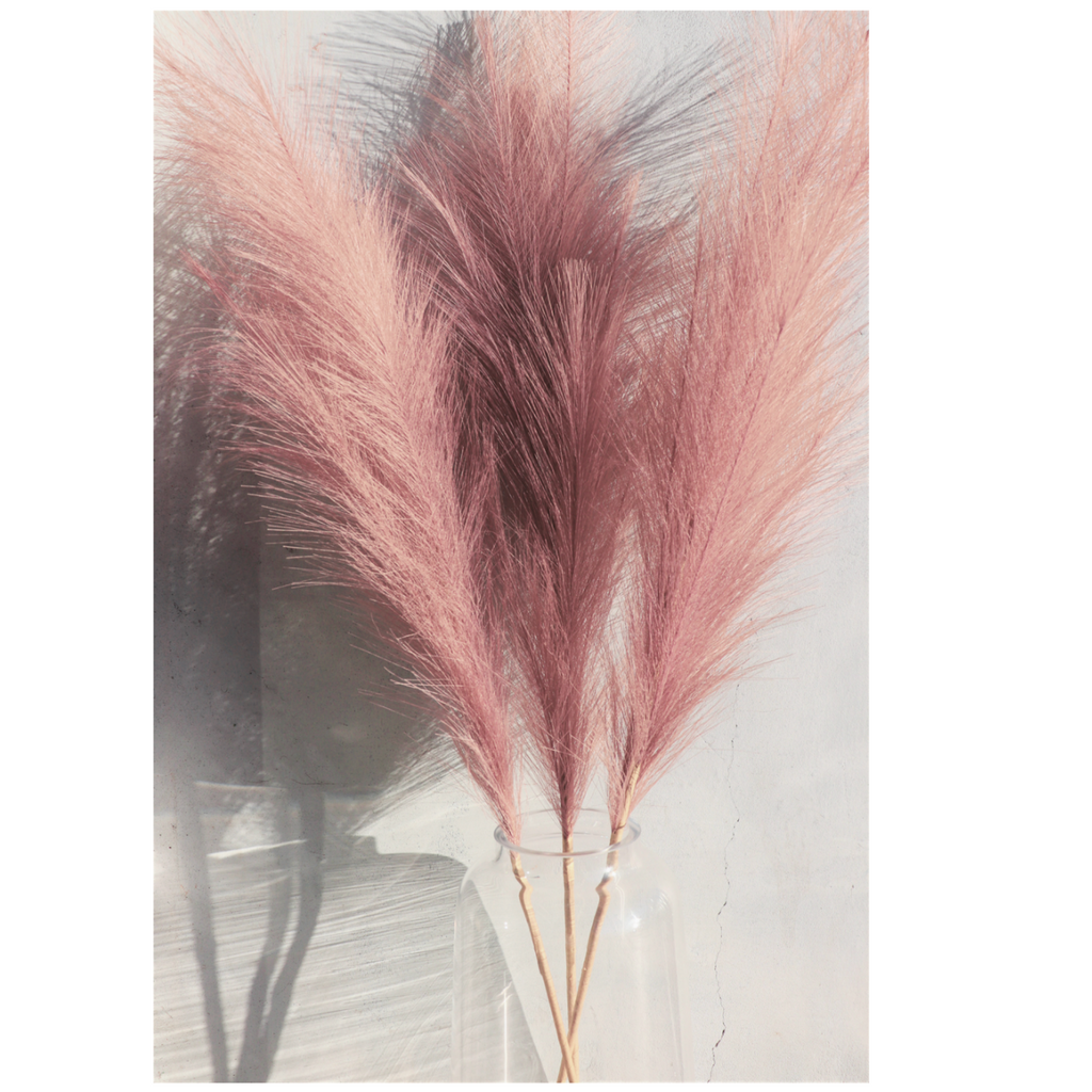 Large Baby Pink Faux Pampas Grass - 3 Stems