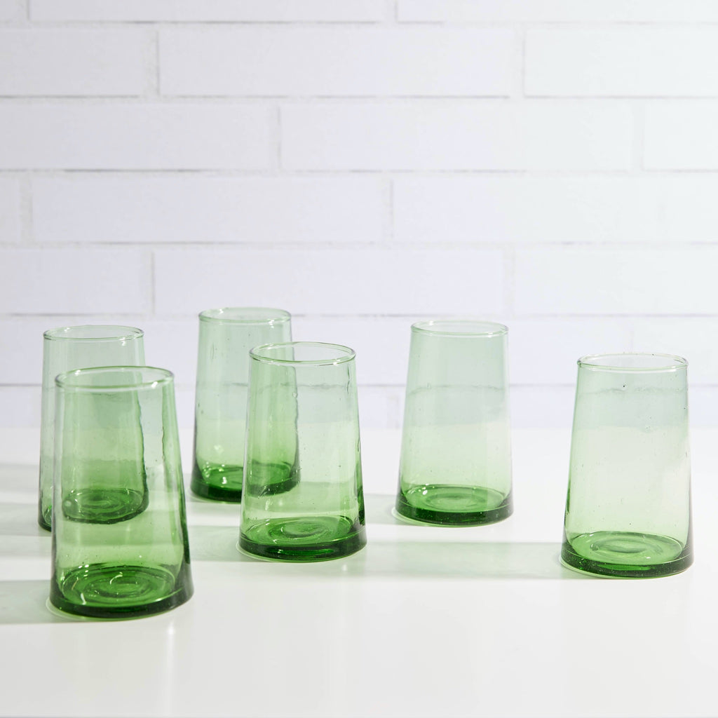 Moroccan Cone Green Glassware Large-Set of 6