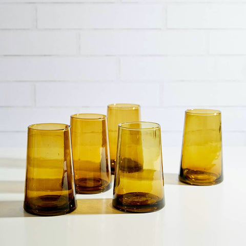 Moroccan Cone Amber Glassware Large-Set of 6