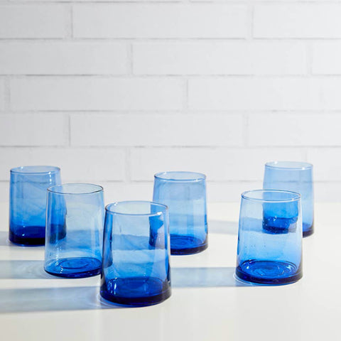 Moroccan Cone Blue Glassware Small - Set of 6