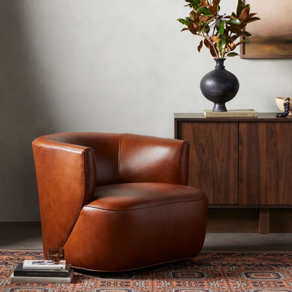 Albany Swivel Chair, Leather