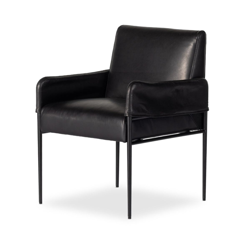 Bassano Dining Armchair, Antique Black Leather