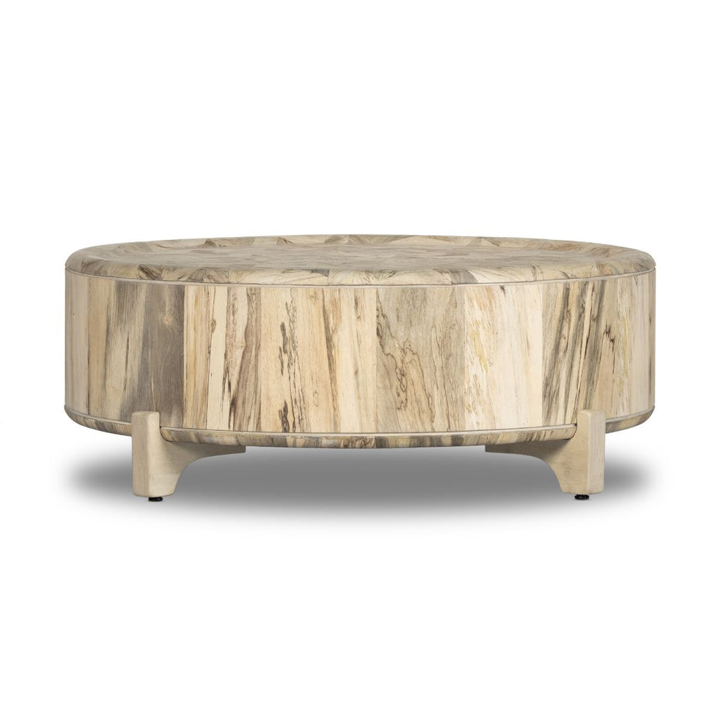 Drum Coffee Table, Whitewashed Spalted Primavera