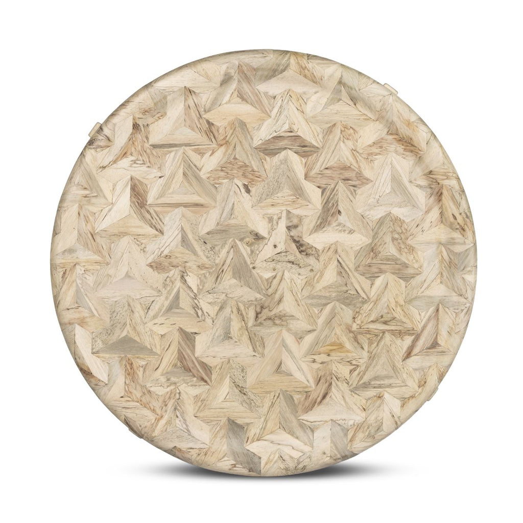 Drum Coffee Table, Whitewashed Spalted Primavera