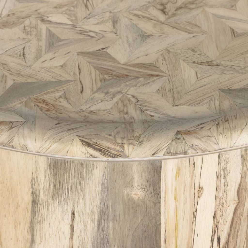 Drum Coffee Table, Whitewashed Spalted Primavera