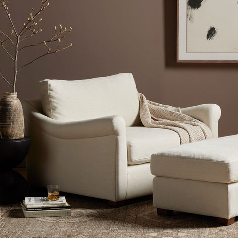 Belgian Linen™ Chair-and-a-Half with Ottoman, Brussels Natural