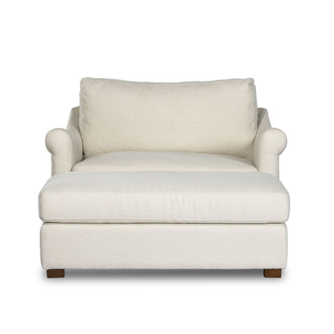 Belgian Linen™ Chair-and-a-Half with Ottoman, Brussels Natural