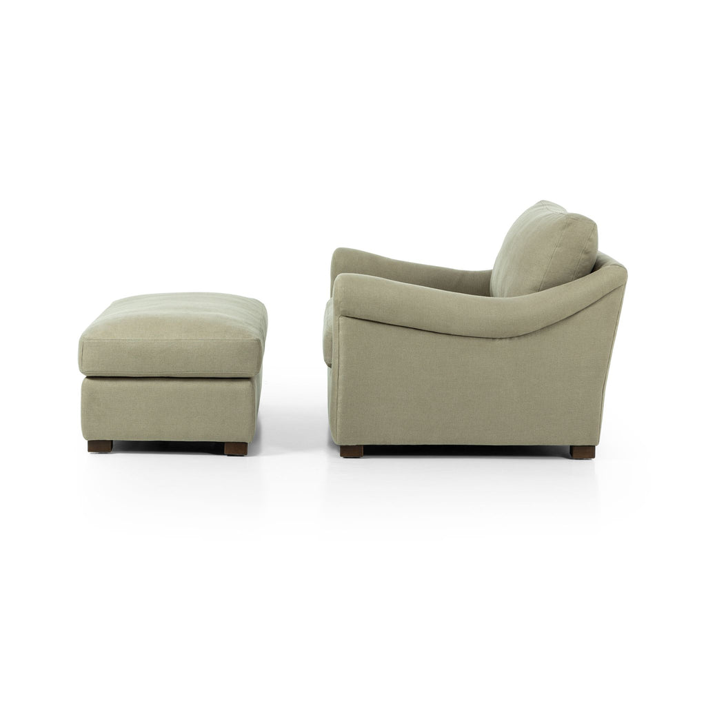 Belgian Linen™ Chair-and-a-Half with Ottoman, Brussels Khaki