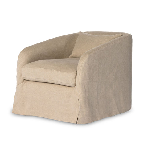 Belgian Linen™ Slipcover Swivel Chair, Flanders Flax