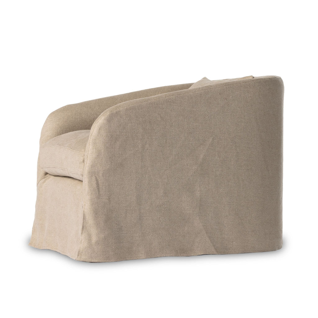 Belgian Linen™ Slipcover Swivel Chair, Flanders Flax